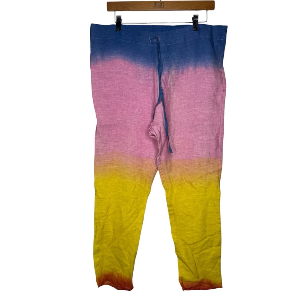 The Elder Statesman women S linen multicolor tie-dye pants maximalist boho beach